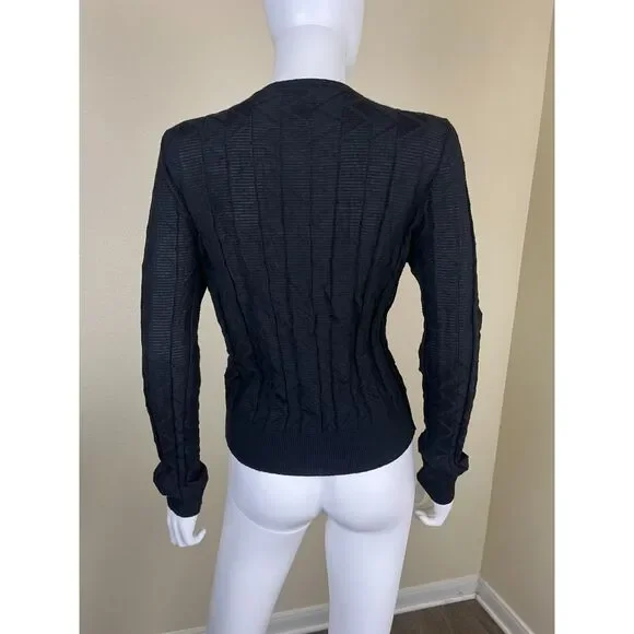 Missoni Women Size S Black Chevron Knit Cardigan Sweater Minimal Preppy Casual - Picture 5 of 16